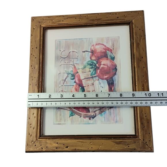 Fruit Stand Apples And Peaches Prints By Jerianne Van Dijk Framed 12" X 10" VTG - Picture 6 of 9